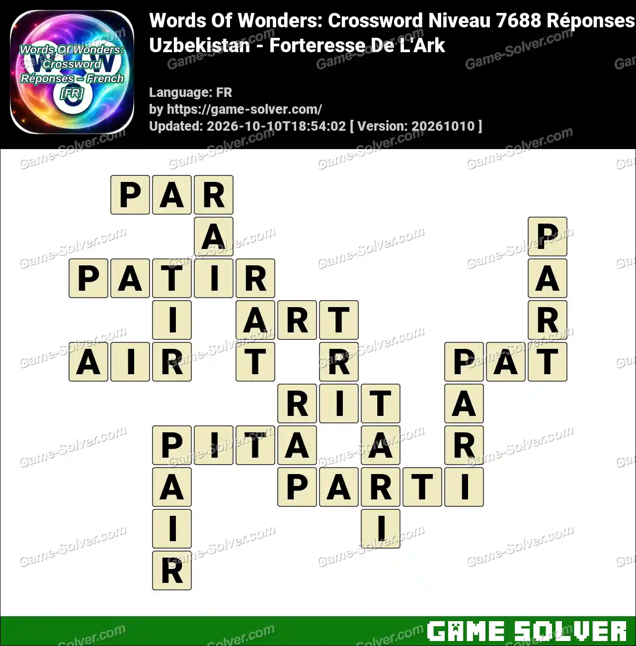 Words Of Wonders: Crossword Niveau 7688 Réponses – Uzbekistan – Forteresse De L’Ark